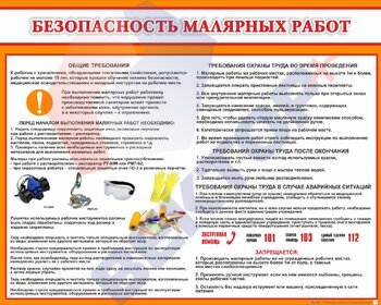 Стенды по безопасность малярных работ 950х1200х3мм - Пожарная безопасность